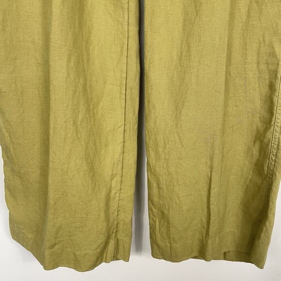 Athleta Lagoon 100% Linen Pants Women’s 14 Tall Green Moss Wide Leg Boho Coastal - Picture 6 of 14